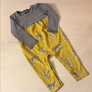Tea Collection Yellow and Black Striped Romper